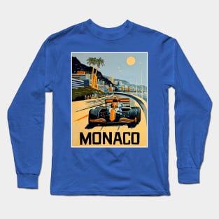 Monaco Automobile Road Racing Grand Prix Advertising Print Long Sleeve T-Shirt